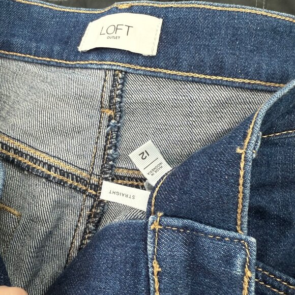 Loft Outlet Straight Cotton Stretch Denim Blue Jeans Pants Womens size 12 - Picture 2 of 8
